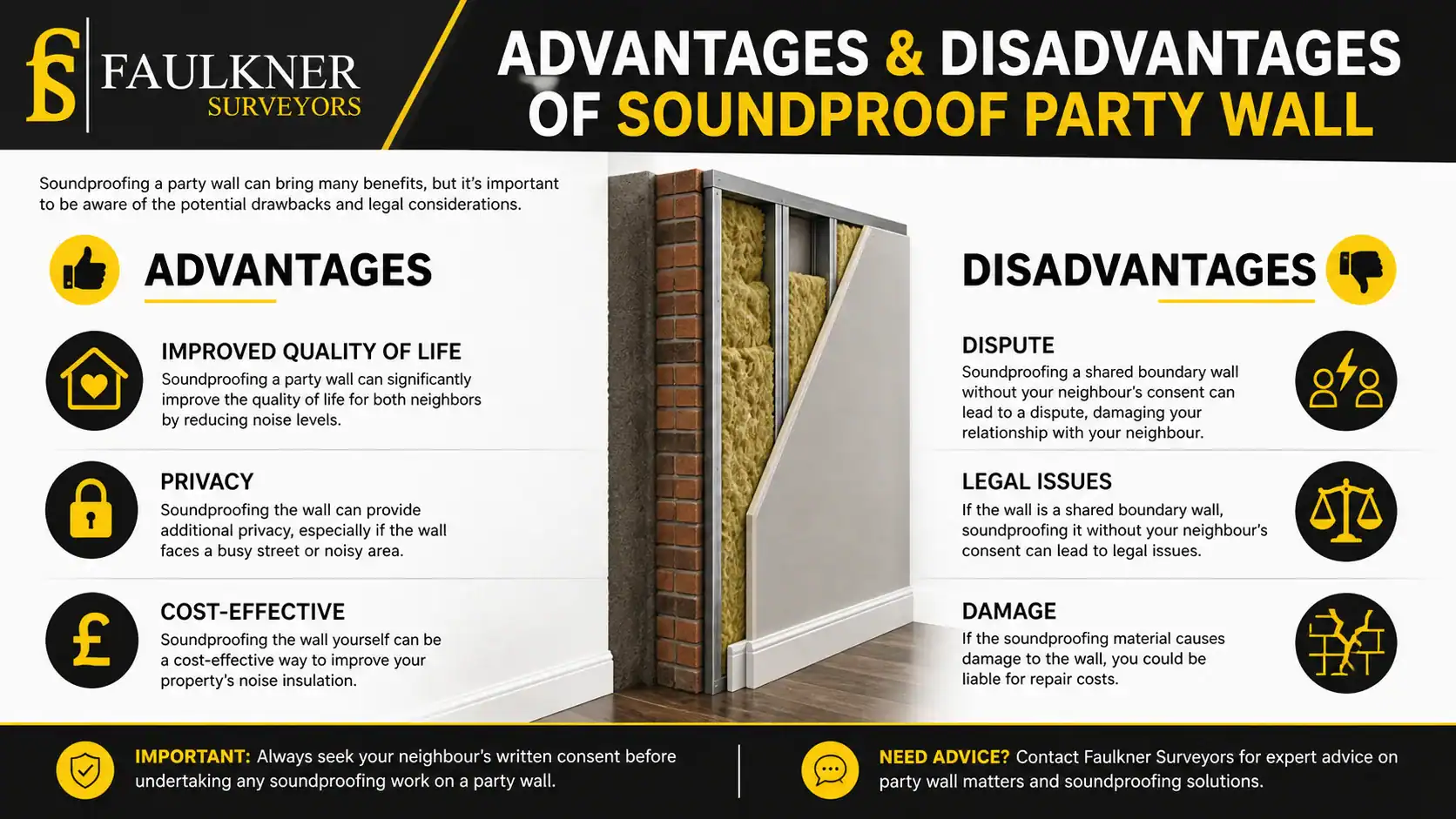 Can you soundproof a Party wall? 2 Advantages and Disadvantages of Soundproof Party Wall Woking